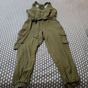 Venus green army jumpsuit. Size S